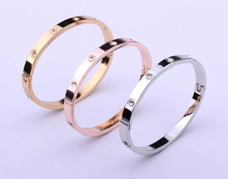 Silver Crystal Bangles Bracelets for Women Wedding Jewelry