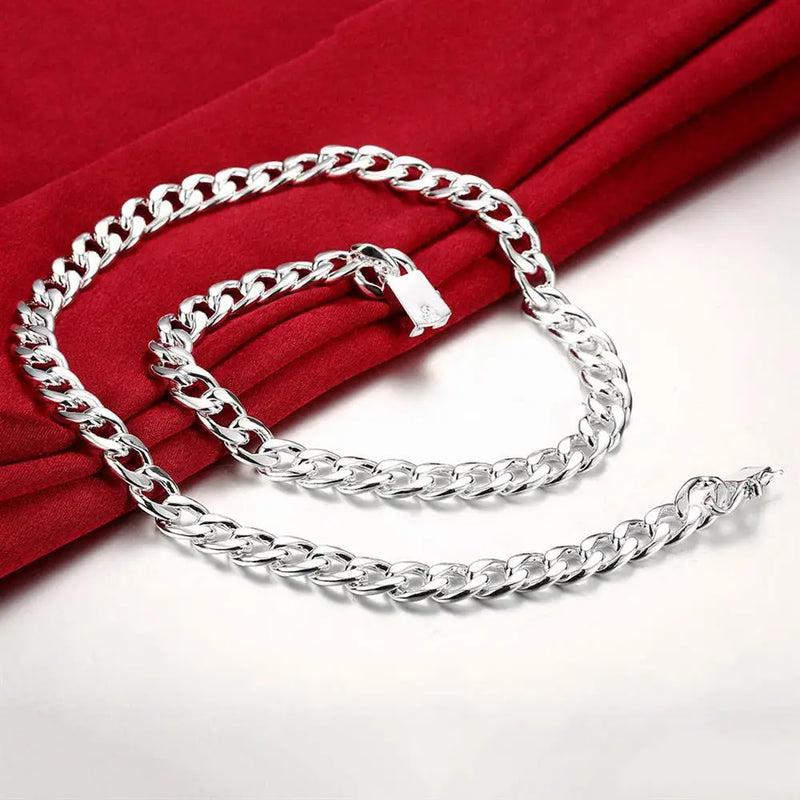 925 Sterling Silver 10MM Chain Necklace for Men's Christmas Party Jewelry