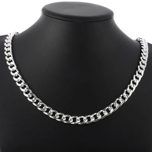 925 Sterling Silver 10MM Chain Necklace for Men's Christmas Party Jewelry