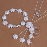 925 Sterling Silver Rose Flower Jewelry Set for Women
