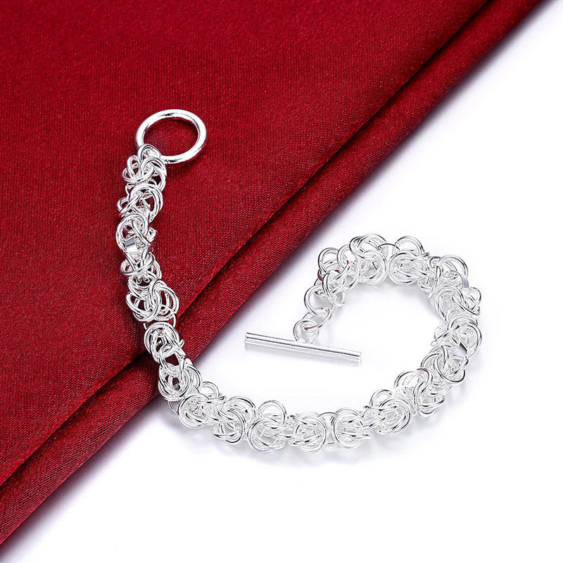 925 Silver Circle Chain Bracelet Party Jewelry