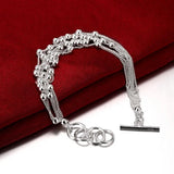 925 Silver Tassel Beads Chain Bracelet for Women Wedding Party Christmas Gift