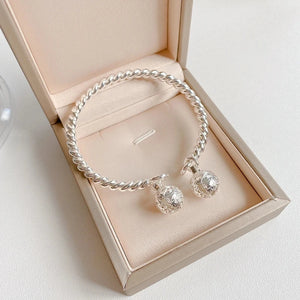 925 Silver Palace Bell Cuff Bangle Bracelet for Woman Party