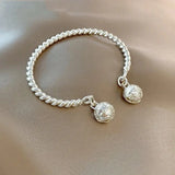 925 Silver Palace Bell Cuff Bangle Bracelet for Woman Party
