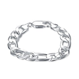 925 Sterling Silver 12MM Chain Bracelet Wedding Party Fine Jewelry
