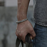925 Silver Twisted Woven Bracelet Retro Opening Bangle