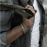 925 Silver Twisted Woven Bracelet Retro Opening Bangle