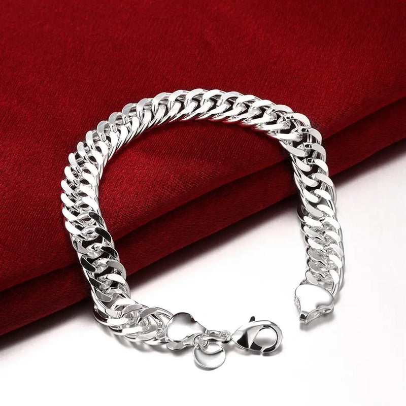 10MM 925 Sterling Silver Chain Bracelet Wedding Party Jewelry