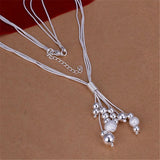 925 Silver Necklace Charm Jewelry Tassel Snake Chain Beads 18 Inches