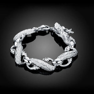 Dragon 925 Sterling Silver Bracelet for Men Women Wedding Party Jewelry