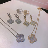 925 Silver Classic Micro Drill Zircon Earrings Necklace Ring Set