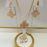 925 Silver Classic Micro Drill Zircon Earrings Necklace Ring Set