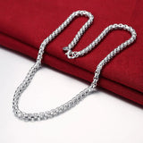 925 Silver 4MM Box Chain Necklace, Men Women Party Christmas Jewelry