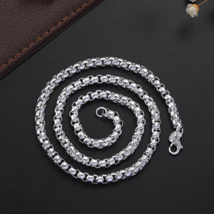 925 Silver 4MM Box Chain Necklace, Men Women Party Christmas Jewelry