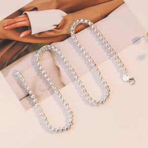 925 Silver 4MM Box Chain Necklace, Men Women Party Christmas Jewelry