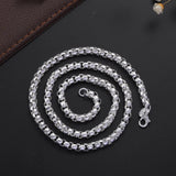 925 Silver 4MM Box Chain Necklace, Men Women Party Christmas Jewelry