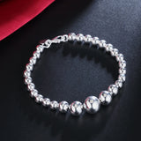 925 Silver Buddha Beads Bracelet Necklace Set for Party Wedding