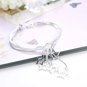 925 Silver Tassel Star Pendant Bracelet for Woman
