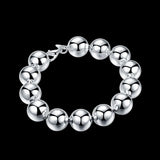 Classic 14MM Beads 925 Sterling Silver Bracelet for Wedding Party