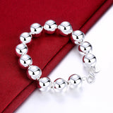 Classic 14MM Beads 925 Sterling Silver Bracelet for Wedding Party