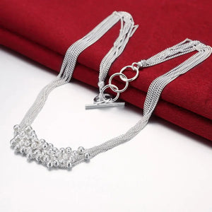 925 Silver Tassel Beads Grape Necklace for Women