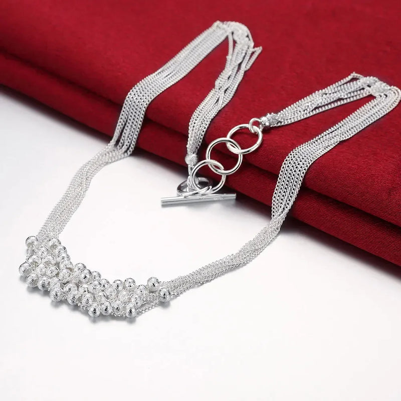 925 Silver Tassel Beads Grape Necklace for Women