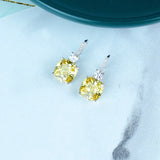 Yellow Square Stud Earrings Zircon Banquet Jewelry