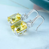 Yellow Square Stud Earrings Zircon Banquet Jewelry