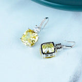 Yellow Square Stud Earrings Zircon Banquet Jewelry