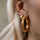 Retro Hip-Hop Rock Round Chain Double Earrings for Women