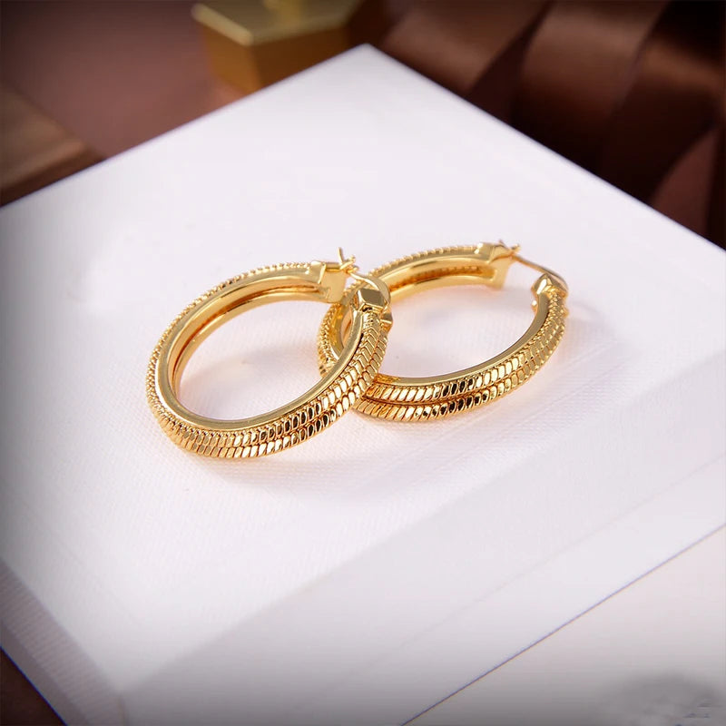 Retro Hip-Hop Rock Round Chain Double Earrings for Women