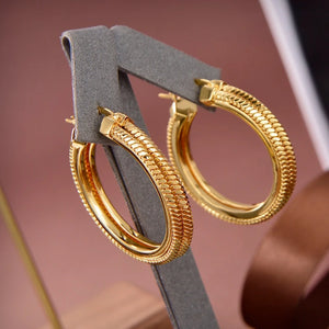 Retro Hip-Hop Rock Round Chain Double Earrings for Women