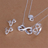 8-shaped Heart Pendant 925 Sterling Silver Jewelry Set