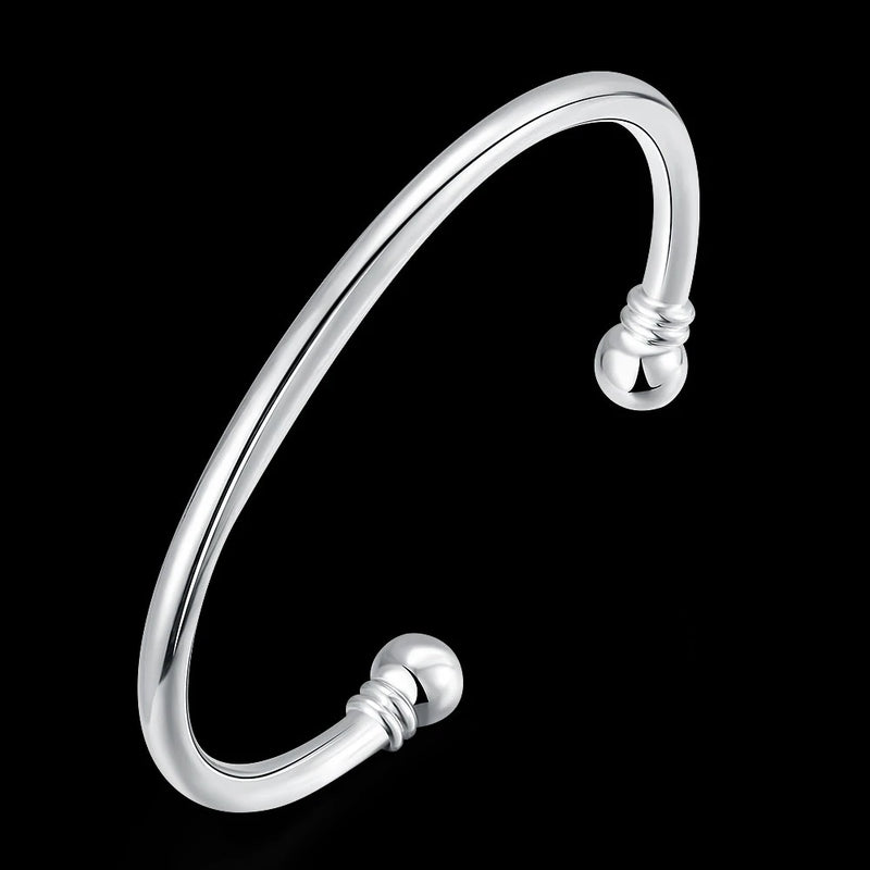 925 Stamp Silver Bangles for Women Bracelets Wedding Party