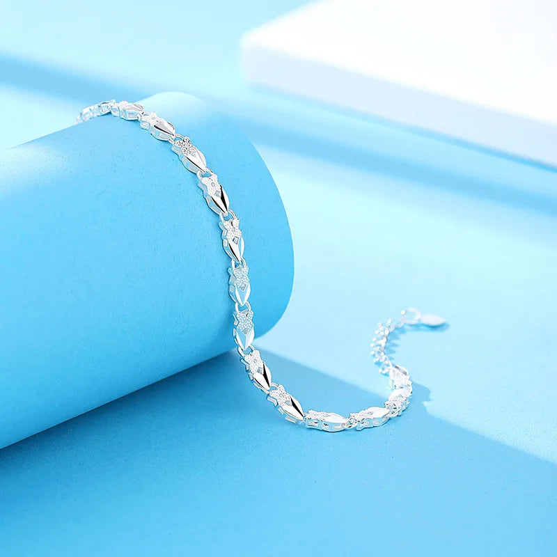 925 Stamp Silver Heart Bracelet for Women, Party Jewelry, Christmas Gift