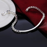 925 Silver Strip Lattice Bracelet Wedding Party Fine Jewelry