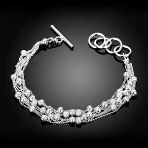 925 Sterling Silver Tassel Chain Bracelet Wedding Christmas Jewelry