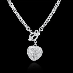Crystal Heart Key Necklace 925 Silver Jewelry for Women