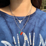 Y2K Red Cherry Necklace Titanium Steel Pendant