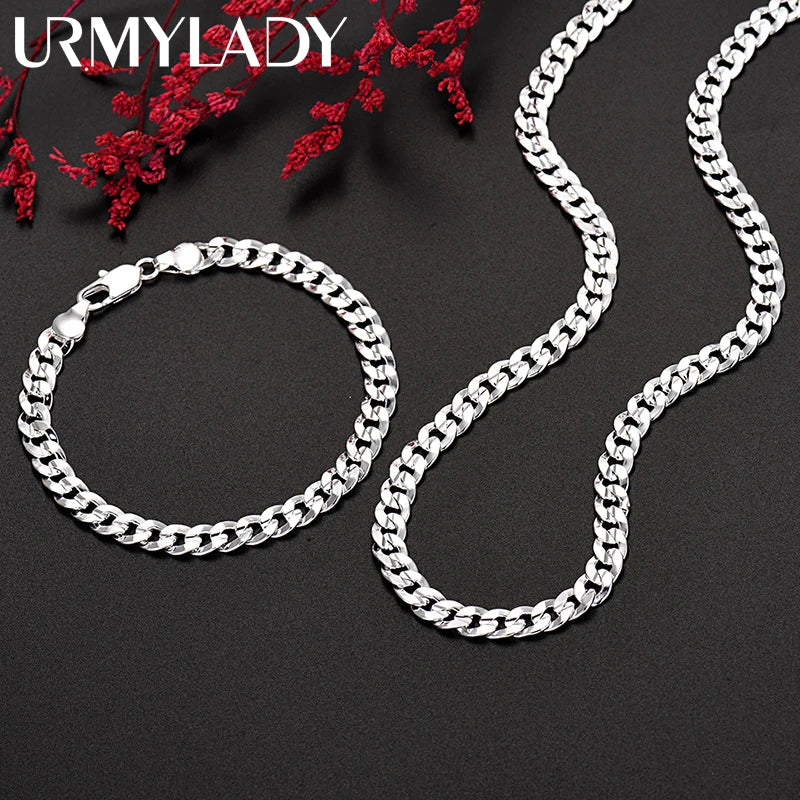 925 Silver Charm Bracelet & Necklace Set