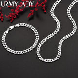 925 Silver Charm Bracelet & Necklace Set
