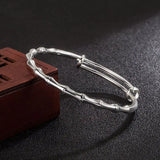 925 Silver Bamboo Bracelet Bangle for Women Party Wedding Jewelry
