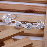 925 Silver Hot Rose Flower Bangles for Woman