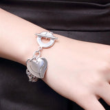 925 Silver Lovely Heart Card Pendant Bracelet Wedding Jewelry
