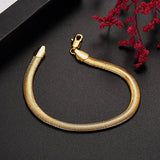 925 Silver Plated 18K 6MM Snake Bone Chain Bracelet Men Women Jewelry