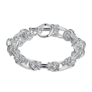 925 Silver Circle Bracelet for Women Men Wedding Party Jewelry