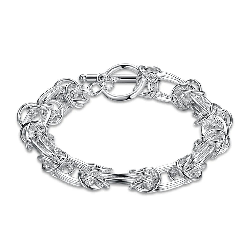 925 Silver Circle Bracelet for Women Men Wedding Party Jewelry
