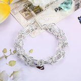 925 Silver Circle Bracelet for Women Men Wedding Party Jewelry