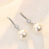 Silver Crystal Pearl Earrings for Women Jewelry Party Wedding Accessory