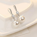 Silver Crystal Pearl Earrings for Women Jewelry Party Wedding Accessory